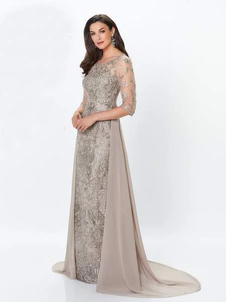 Montage by Mon Cheri - Lace Embellished Two-Piece Column Gown 119940 - 1 pc Latte in Size 14 Available Dinner party dresses