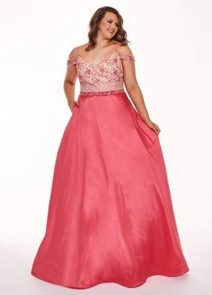 Rachel Allan - Beaded V-neck Taffeta Ballgown 6696 - 1 pc Coral In Size 20W Available Forever 21 party dresses