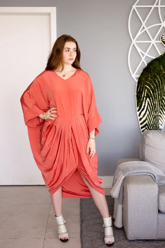 Akari Dress - Coral Crepe Pastel unclassified dresses