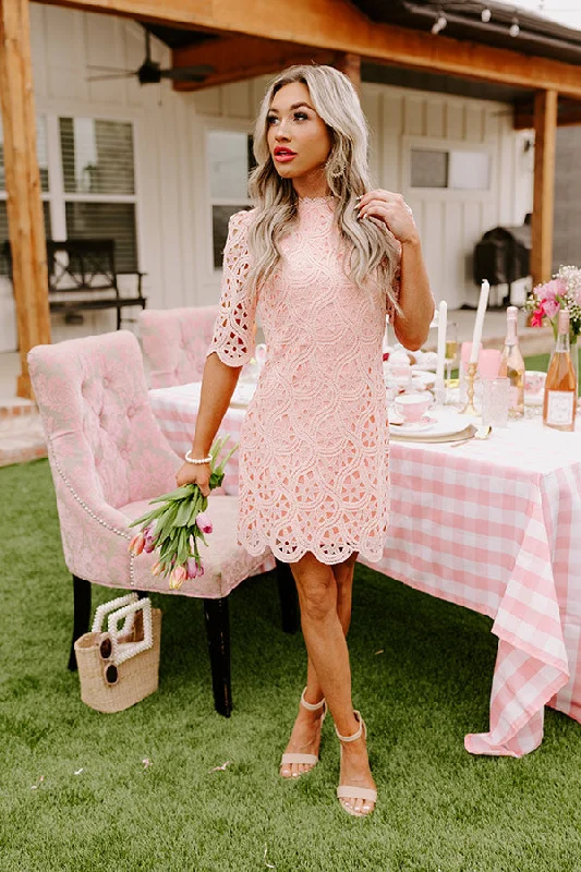 Claim To Love Crochet Dress in Pink Lace unclassified dresses