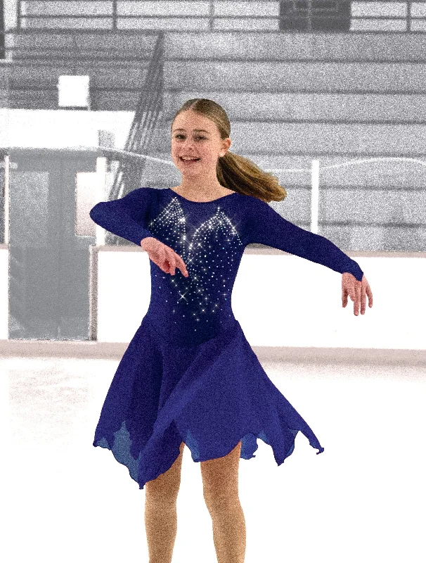 Jerry's Rhinestone Rhumba #209 Dance Beaded Skating Dress - Cobalt Blue Smocked unclassified dresses