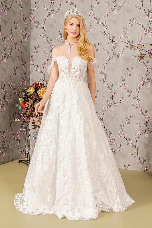 Floral Applique Off Shoulder Bridal Gown by GLS Gloria GL3449 Versatile floral dresses for all occasions