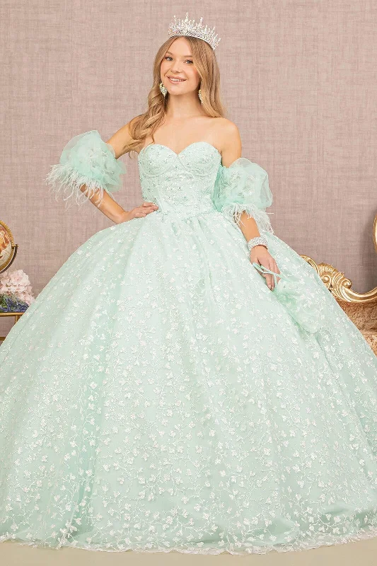 Glitter Print Sweetheart Ball Gown by Elizabeth K GL3176 Party floral dresses