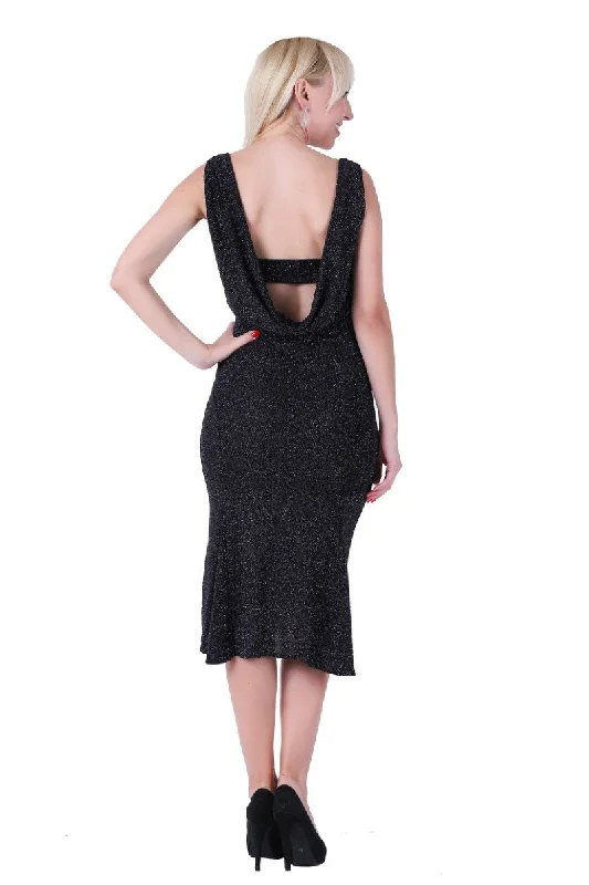 Glittered Draped Open Back Tango Dress Casual unclassified dresses