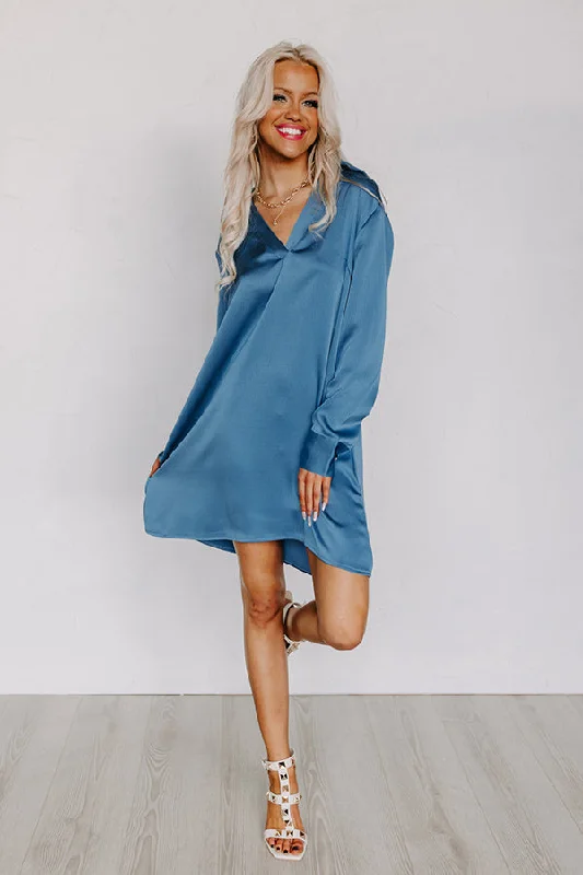 Love Crush Shift Dress in Ocean Blue Soft fabric unclassified dresses