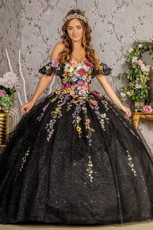 Multicolor Floral Applique Ball Gown by Elizabeth K GL3177 Best floral dresses for tall women