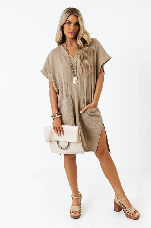 Newport Look Shift Dress in Taupe A-line unclassified dresses