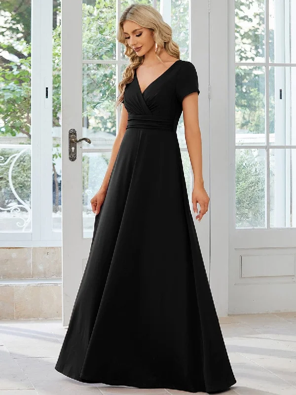 Simple Pleated Empire Waist A-Line Bridesmaid Dress Monochrome unclassified dresses