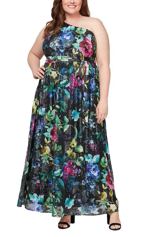 SLNY 9471928 - One Shoulder Floral Plus Dress Luxury floral dresses