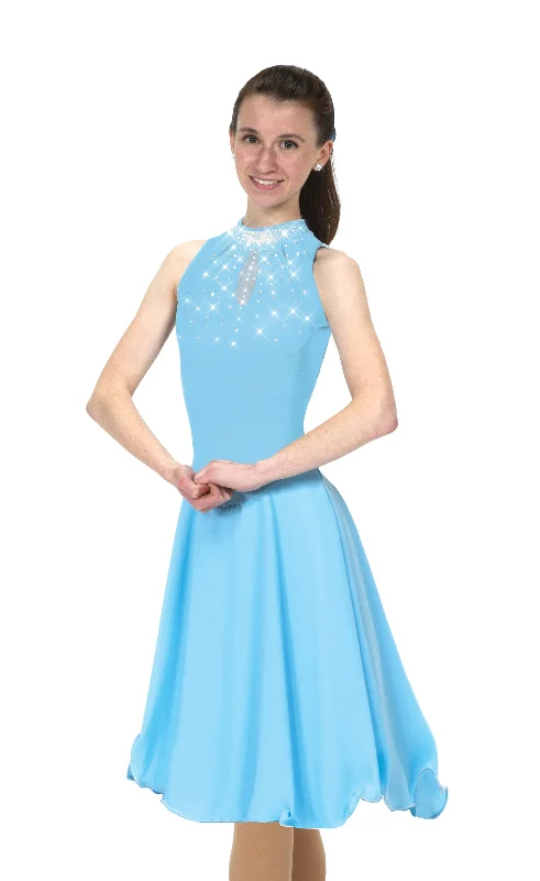 Solitaire Keyhole Dance Beaded Skating Dress - Crystal Blue Popular unclassified dresses