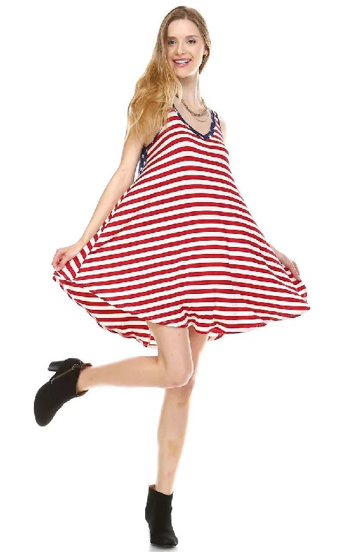 American Flag Dress Navy Star Collar V Red White Stripes 1 Printed unclassified dresses