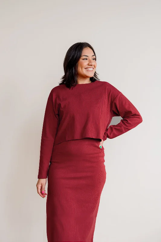 All Season Long Sleeve + Tank Maternity to Nursing Dress Set - Rust Tank Dress Layer