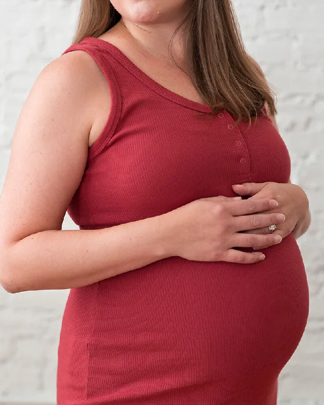 Organic Cotton Ribbed Knit Maternity to Nursing Tank Dress Vintage Sleeveless Tank