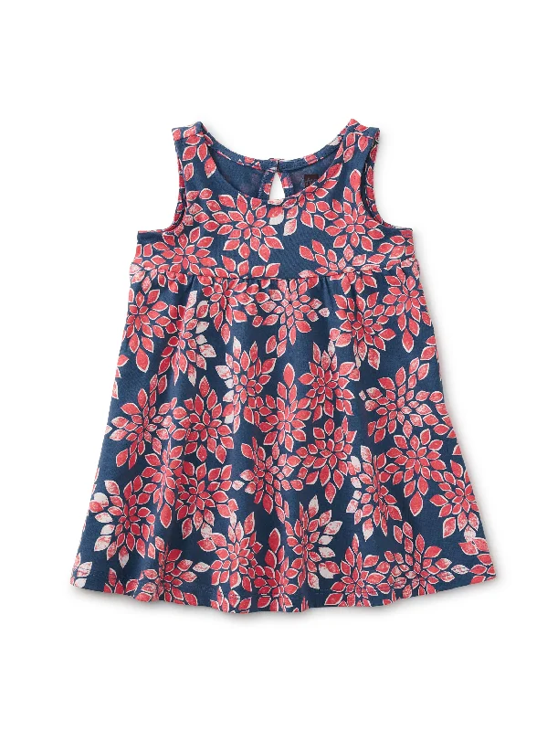 Twirl Tank Baby Dress - Block Print Leaf Tank Dress Layered