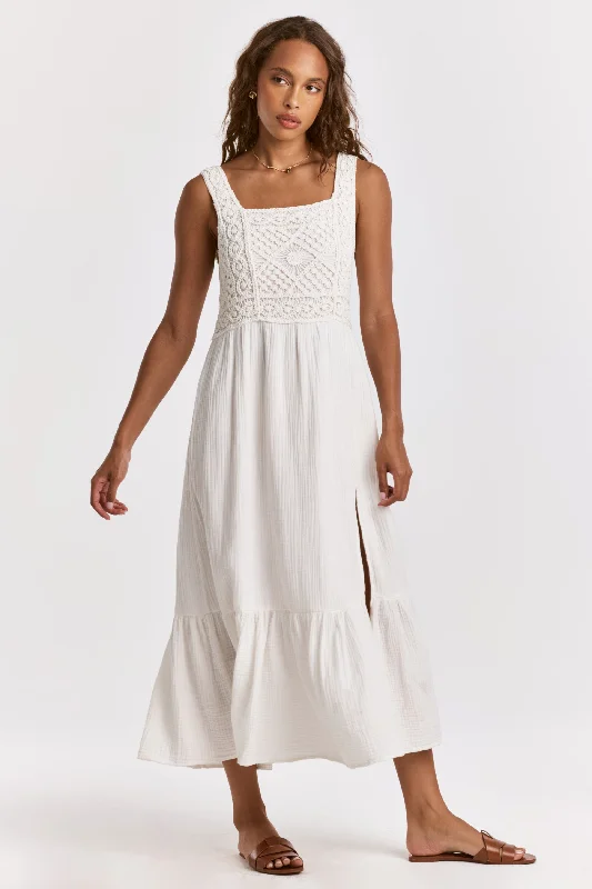 CHASITY EMBROIDERY TANK DRESS WHITE Lightweight Tank Dress