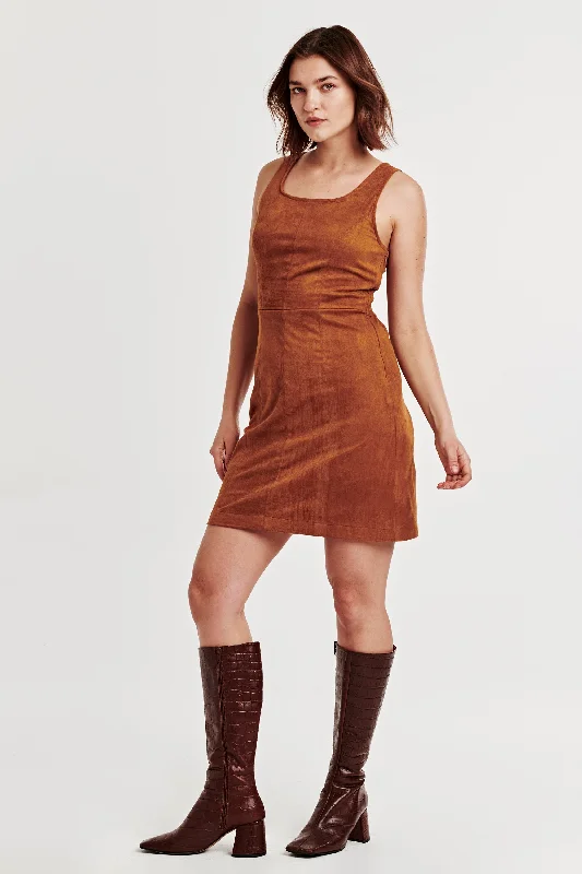 DIANA TANK DRESS TAWNY BROWN SUEDE Black Tank Dress