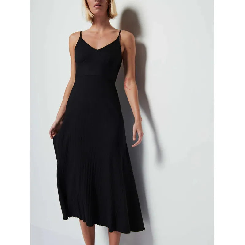 Nation Melanie Rib Tank Dress in Black Easygoing Tank Dress