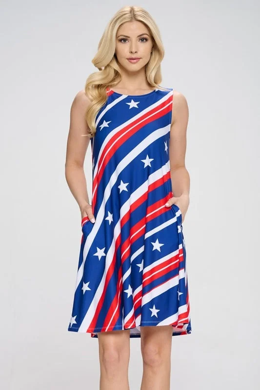 Stars and Stripes Tank Dress - Red White Blue Tank Dress Comfort