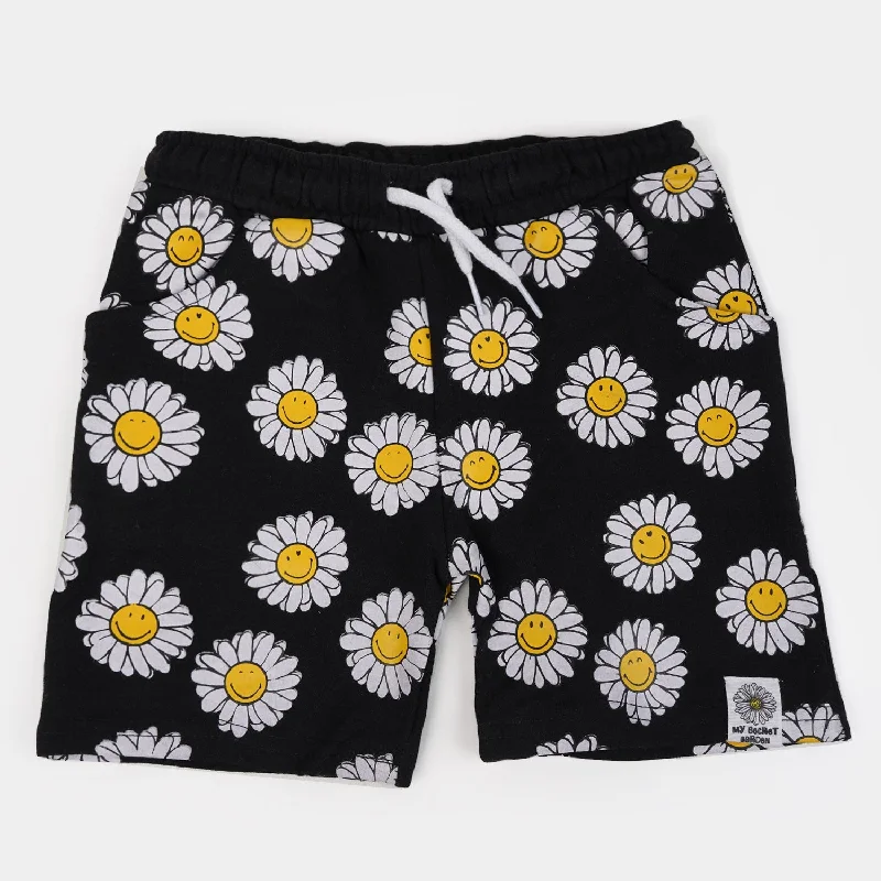 Girls Cotton Short Floral | BLACK Bohemian Mini Skirt