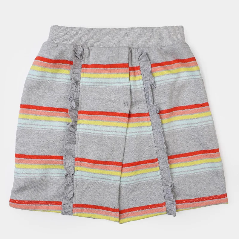 Girls Cotton Terry Short Striper - Grey Mini Skirt Look