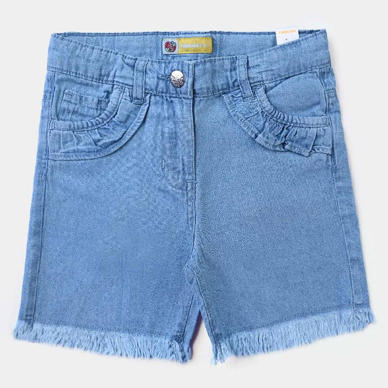 Girls Denim rigid Short Heart Label  LIGHT BLUE Mini Skirt with Bow