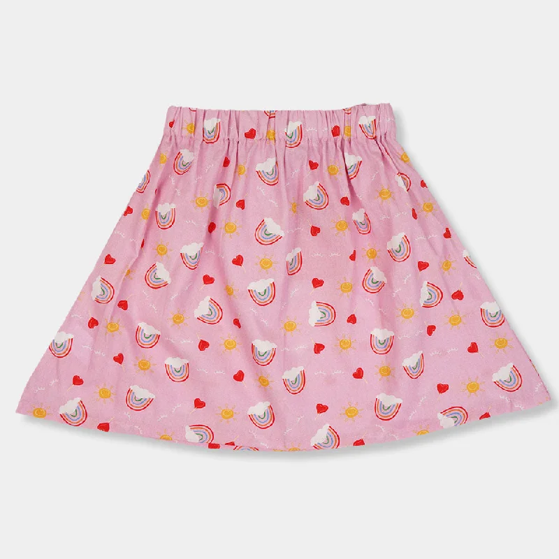 Girls Cotton Short Skirt Rainbow - Pink Simple Mini Skirt