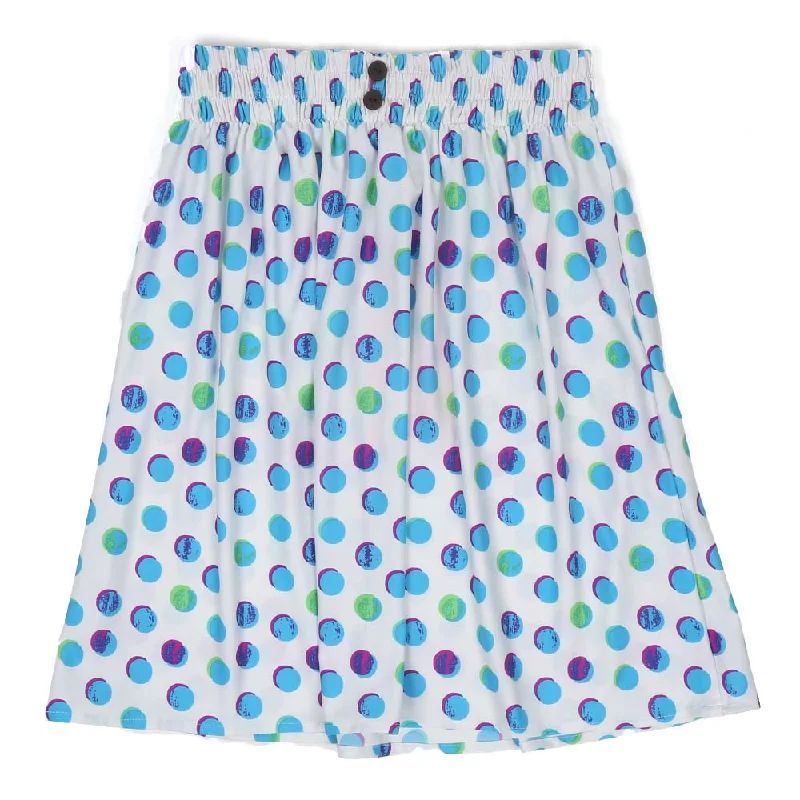 Girls Short Skirt Multi Dots - White Soft Mini Skirt