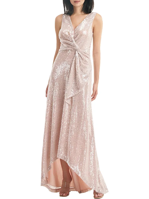 Katrina Womens Sequined Maxi Evening Dress Printed A-line Maxi