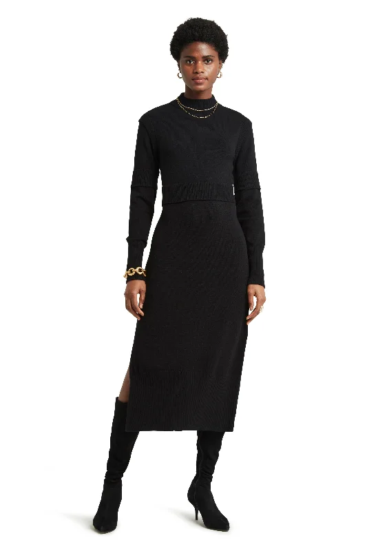 LS MOCK NECK SWEATER DRESS Slouchy Sweater Dress