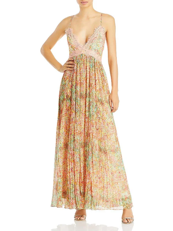 Womens Floral Print Maxi Fit & Flare Dress Sexy Long Skirt