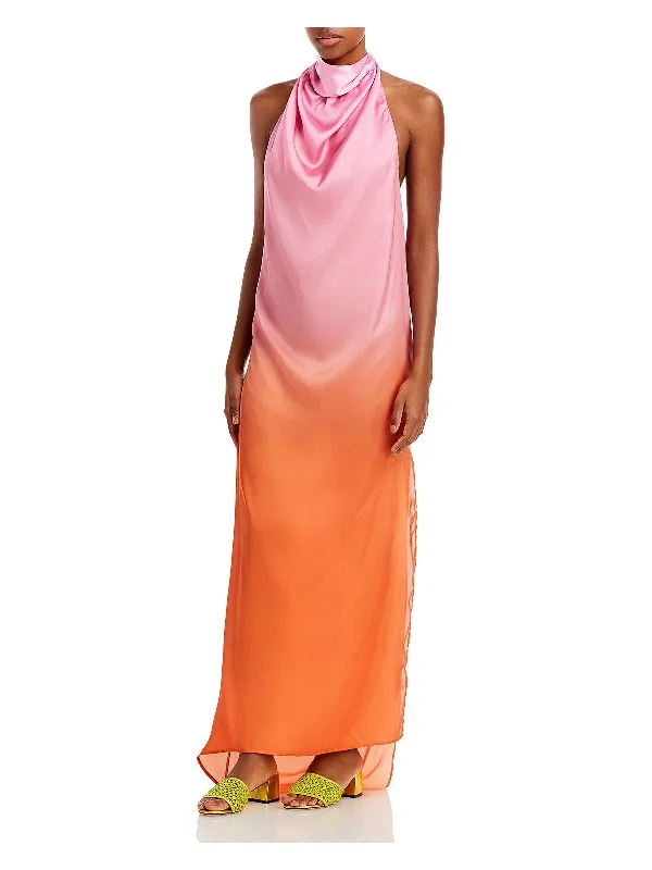 Womens Satin Open-Back Maxi Dress Maxi Skirt Style