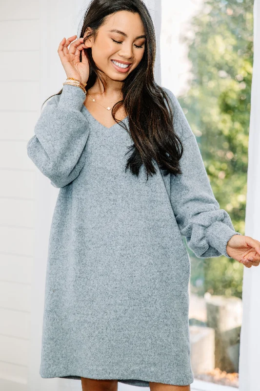 All You Know Light Blue Sweater Dress Comfy Knit Dress