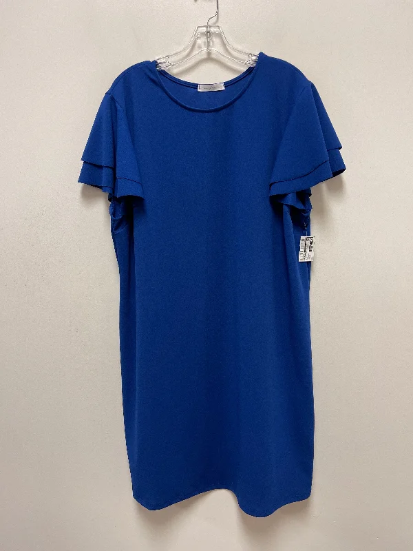 Blue Dress Casual Midi Ces Femme, Size 3x Midi Skirt with Pockets