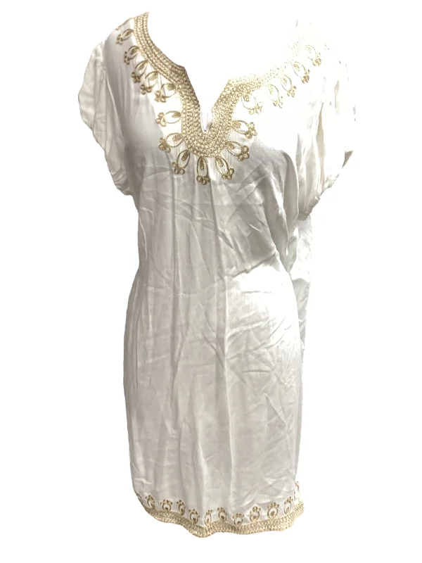 Cream Dress Casual Midi Ny Collection, Size 1x Lace Trim Midi