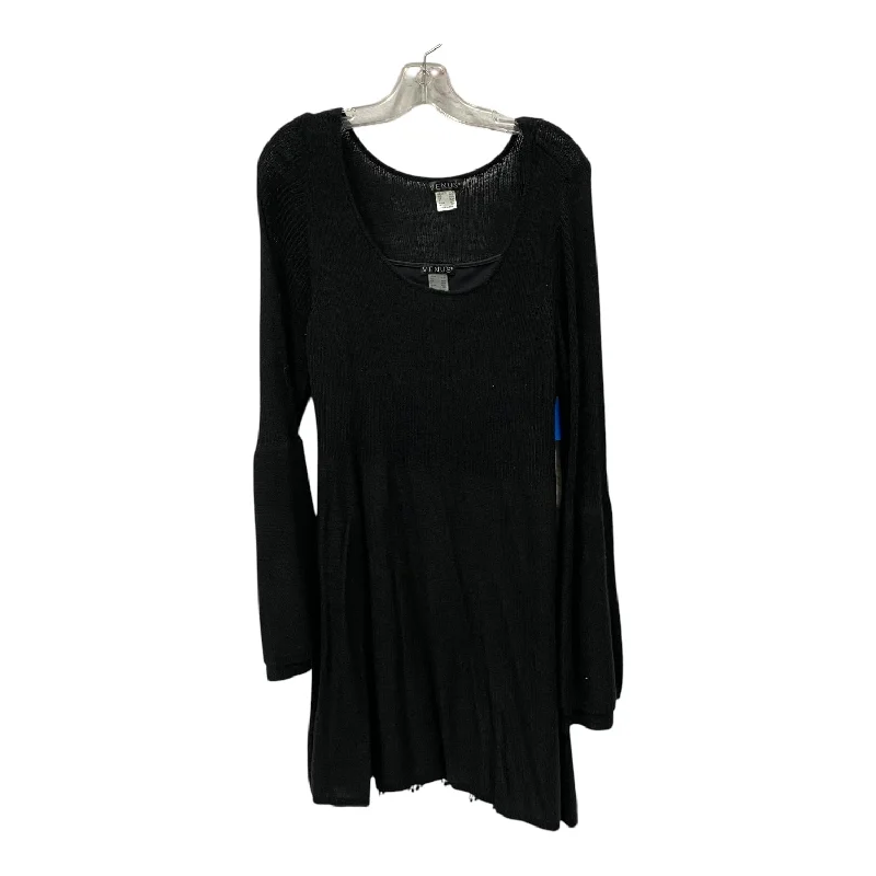 Dress Sweater By Venus In Black, Size:1X Slim Fit Sweater Dress