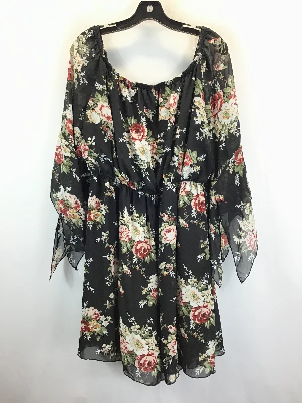 Floral Print Dress Casual Midi Vibe, Size 2x Embroidered Midi Skirt