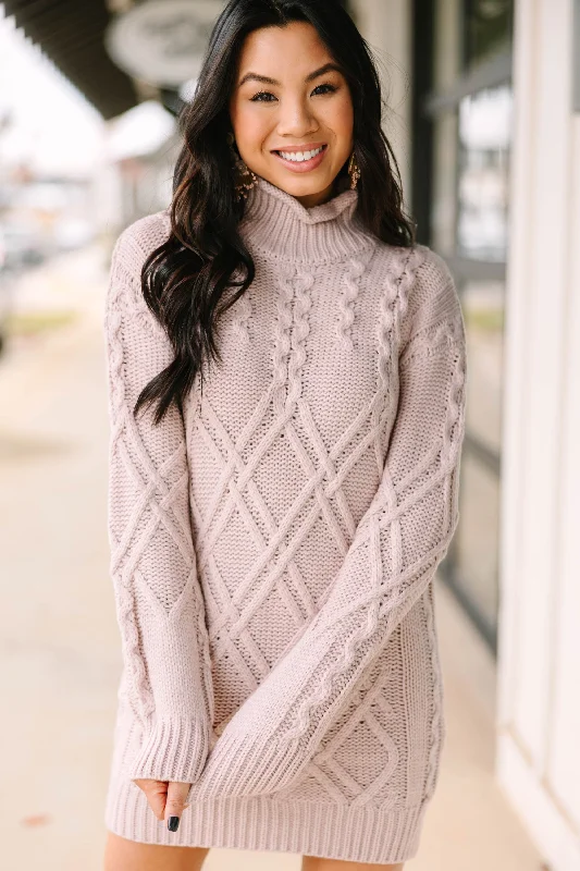 Get Creative Blush Pink Cable Knit Sweater Dress Sweater Dress Cozy