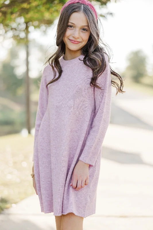 Girls: Make It Count Pink Sweater Dress Long Knit Sweater Dress