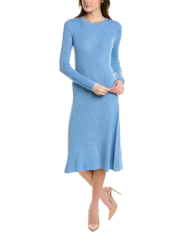 St. John Ribbed Wool-Blend Sweaterdress Casual Sweater Dress