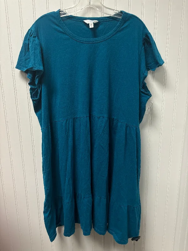 Teal Dress Casual Midi Time And Tru, Size 3x Midi Skirt Trend