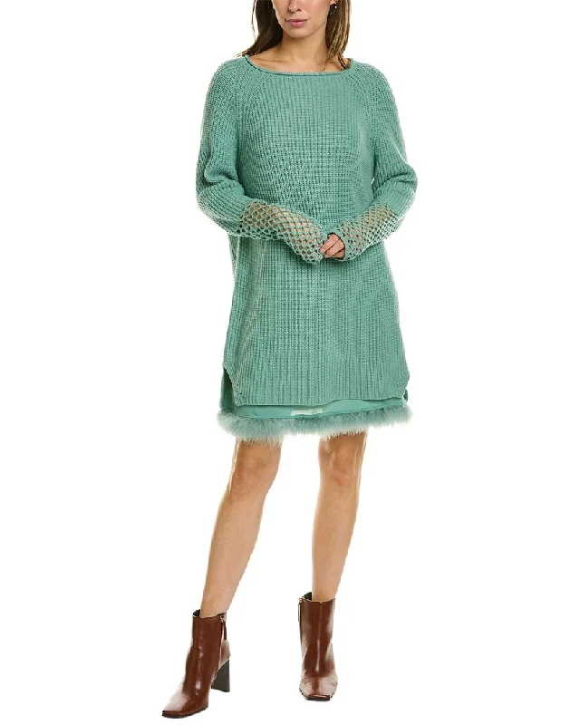 TWINSET Layered Wool & Cashmere-Blend Sweaterdress Soft Wool Sweater