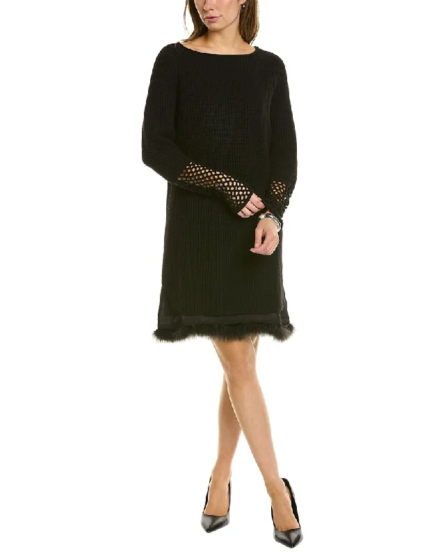 TWINSET Layered Wool & Cashmere-Blend Sweaterdress Stylish Sweater Dress