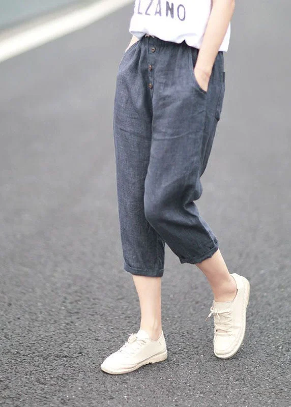 Bohemian Denim Blue Pockets Patchwork Linen Crop Pants Summer LY0629 Long Denim Skirt