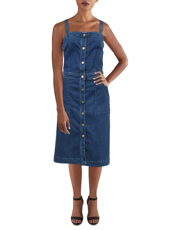 Darcie Womens Denim Knee Shift Dress Comfy Denim Skirt