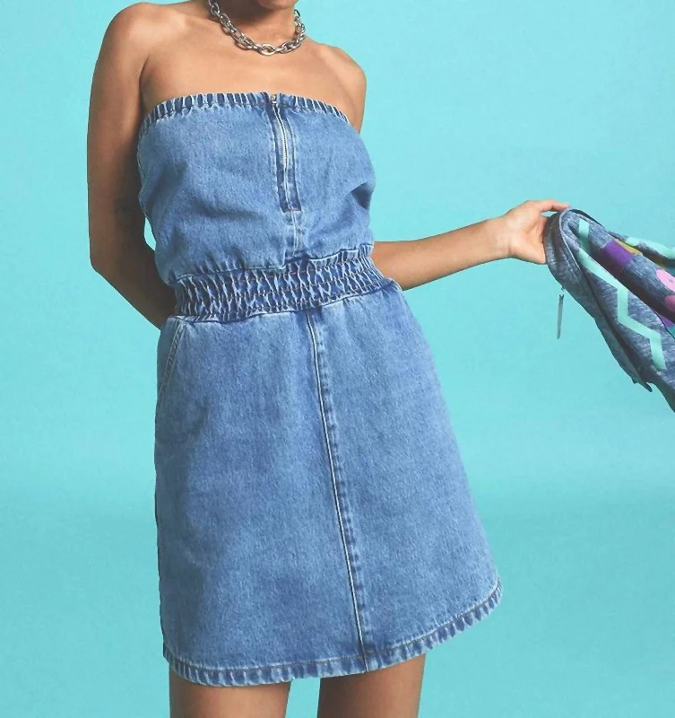 Denim Corset Top/dress In Blue Comfortable Denim Skirt