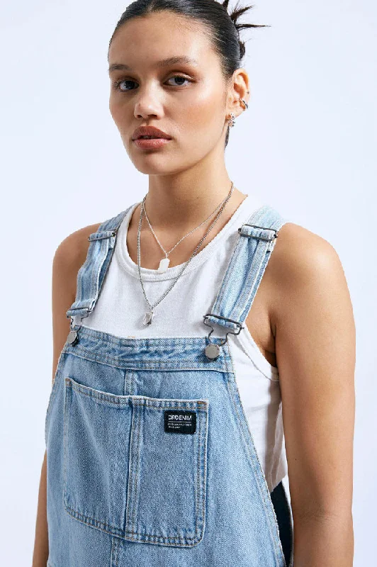 Dr Denim Lydia Stream Light Worn Dungarees Denim Skirt Trend