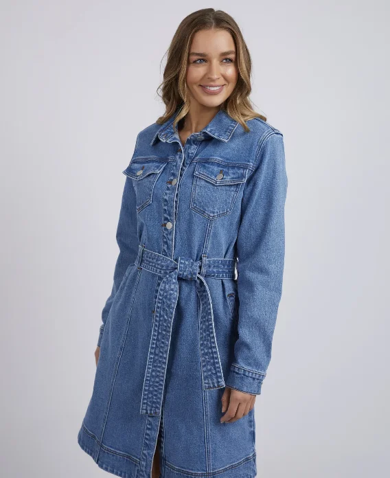 Foxwood Riley Denim Dress - Mid Blue Simple Denim Skirt