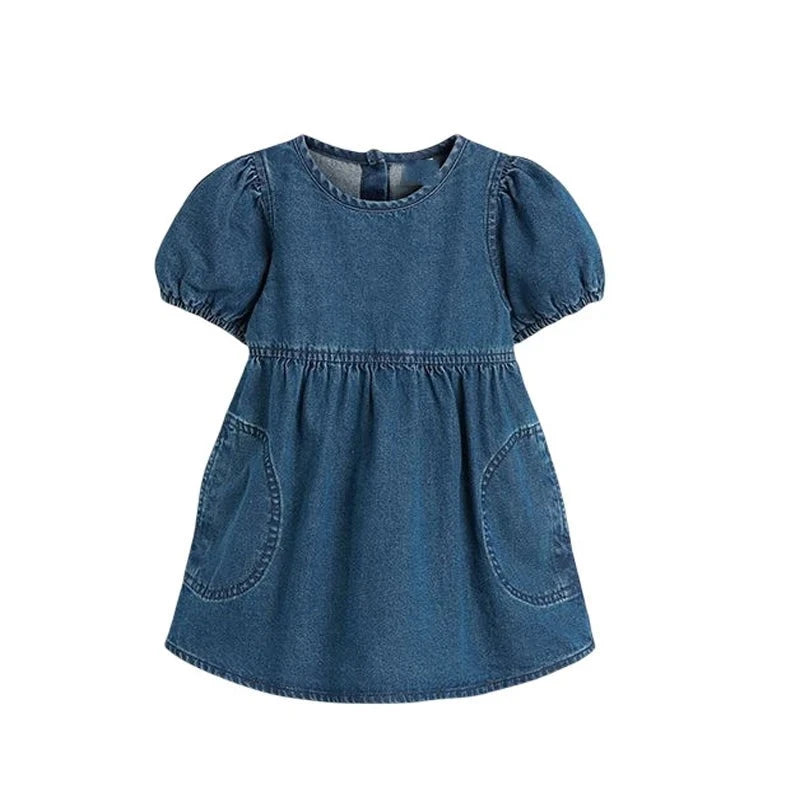 Girls Denim Dress Children Casual Dresses Solid Dress Kids Clothes Casual Mini Denim