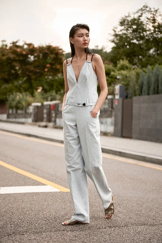 HAN PALE DENIM JUMPSUIT Mid-Length Denim Skirt