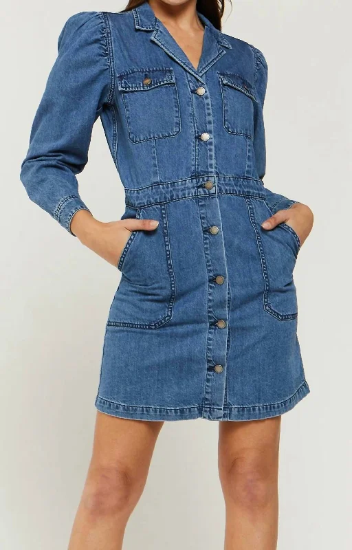 Mckelle Denim Dress In Giana Fringe Denim Skirt